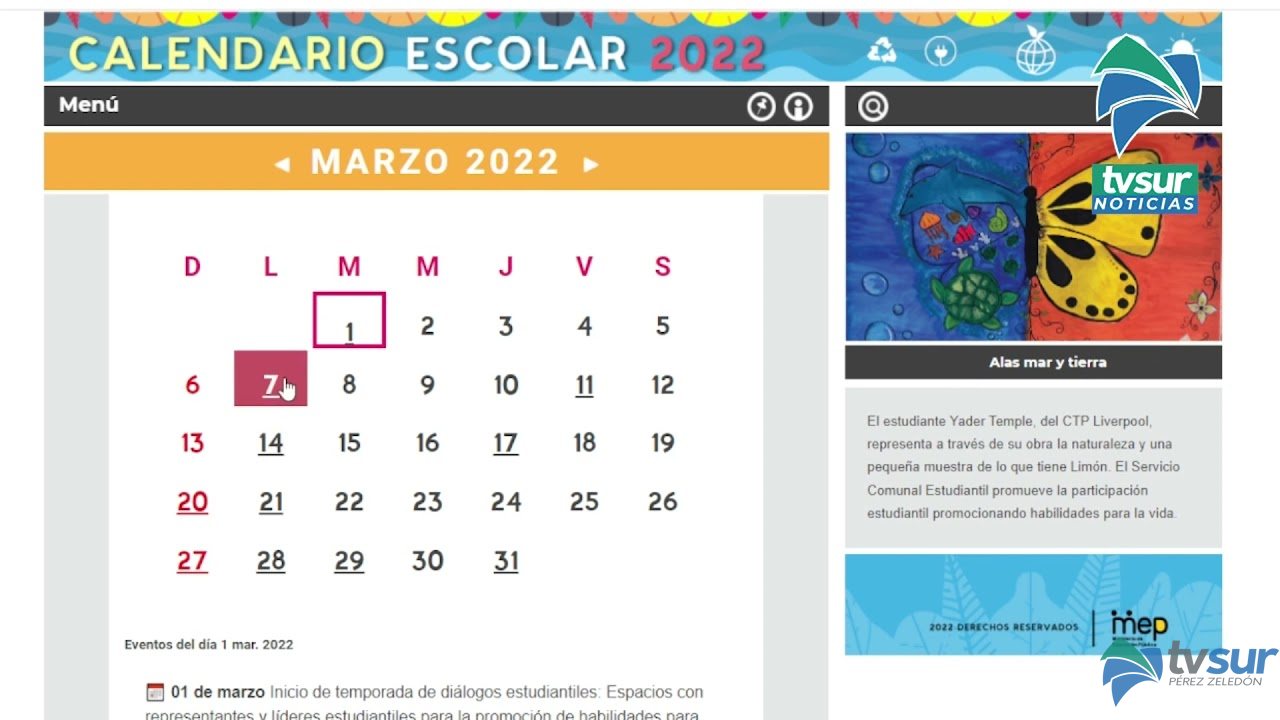 MEP presenta Calendario Escolar para el curso lectivo 2022 - Tv Sur Pérez Zeledón